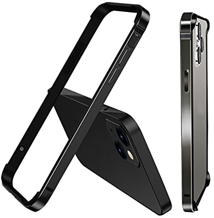 OSMARI Aluminum Frame Metal Bumper für iPhone 15 Case,Slim Metal Frame Bumper Cover mit weichem Innenbumper, erhöhter Kantenschutz Keine Signalinterferenz (Schwarz)