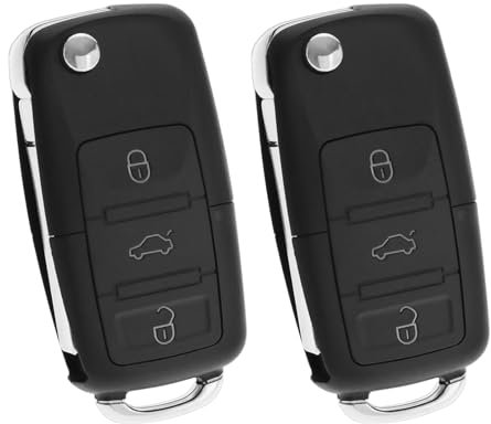 2 Stück Autoschlüsselgehäuse mit 3 Tasten, kompatibel mit Golf/Polo/Bora, Gehäuse für Auto-Fernbedienung, mit ungeschnittener Klinge