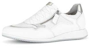 Gabor Damen Low-Top Sneaker, Frauen Halbschuhe,Leichte Mehrweite (G),Strassenschuhe,Sportschuhe,Freizeitschuhe,Weiss/Silber,37.5 EU / 4.5 UK