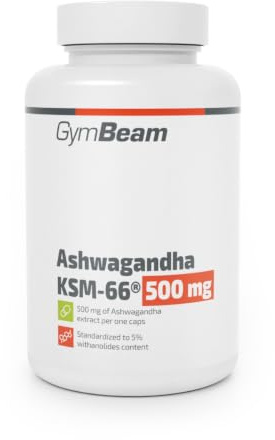 GymBeam Ashwagandha KSM-66 500 mg Kapseln - Wirksamer Pflanzenextrakt, Indischer Ginseng, Adaptogen für Schlaf- und mentale Gesundheit, enthält Vitanoliden, Nootropika, 90 caps
