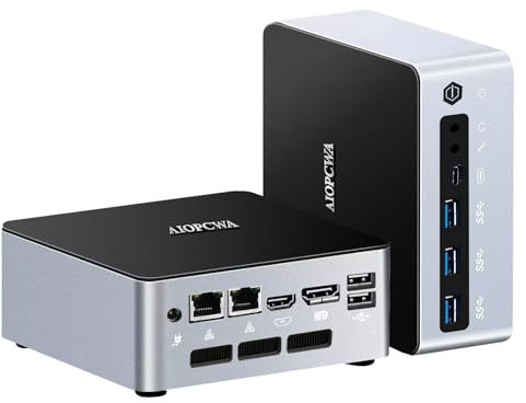 AIOPCWA 13th Gen Mini PC DDR5 Core i7 1360P (12C16T, fino a 5GHz) Windows 11 Pro, 16GB RAM 1TB NVMe SSD, Dual LAN Micro Desktop Computer, Iris Xe Graphics, USB3.0, Type-C, WiFi6, BT5.2