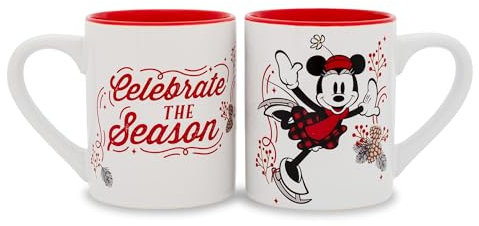 Disney Mickey y Minnie Mouse Celebrate The Season Tazas de cerámica | Juego de 2