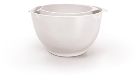 Qdesign - Lot de 2 Bols à Mélanger 18 + 24 cm en Mélamine - Saladiers Matériau Neutre et Sain - Récipients de Cuisine Empilables - Base Antidérapante - Blanc