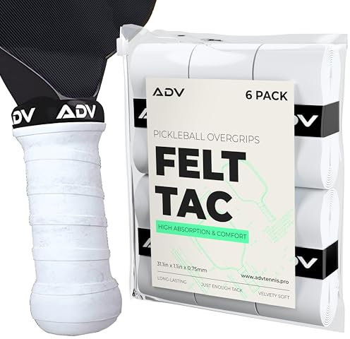 ADV Pickleball-Griffband, 6er-Pack, langlebig, Pickleball-Griffband, schweißabsorbierende Pickleball-Griff-Overgrips – trockene und bequeme FilzTac-Pickleball-Paddel-Griffband, einfach zu bedienen und