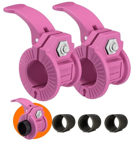 ZY-HUAN Barbell Clips 1 inch Barbell Clamps 0.9-1.18inch Quick Release Weight Clips for Bars Multi-Size Adjustable Olympic Barbell Clamps (Matte Pink)