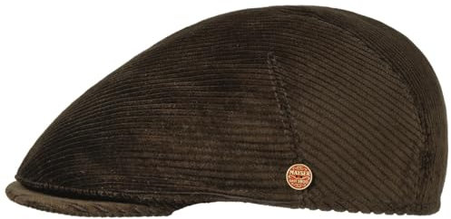 Mayser Sidney Cross Cord Flatcap Schirmmütze Schiebermütze Herren - Made in The EU mit Schirm, Futter Herbst Sommer Frühjahr Winter Frühling-Sommer Herbst-Winter - 59 cm Dunkelbraun