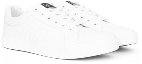 Crosshatch New Mens Boys Trainers Lace up Casual Canvas Plimsolls Gym Pumps Flat Sneaker UK White 8