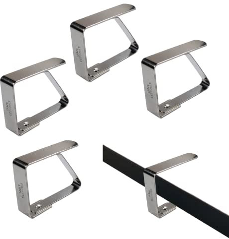 Set di 4 Ganci Ferma Tovaglia in Acciaio Inossidabile 5x4 cm, Clip Fermatovaglia Resistenti per Outdoor Picnic Party, Barbecue, Feste, Tavoli Interni ed Esterni, Argento