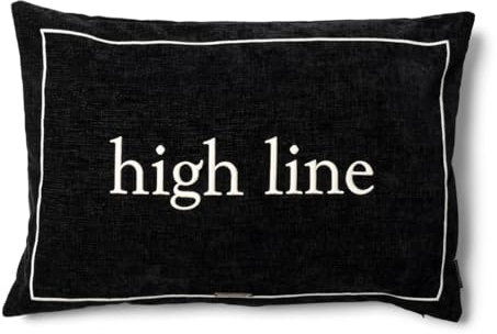 Riviera Maison Kissenbezug Zierkissen Schwarz, Kissenhülle, Zierkissenhülle Dekokissen - High Line Kissen mit Text - Polyester - (LxB) 45x65