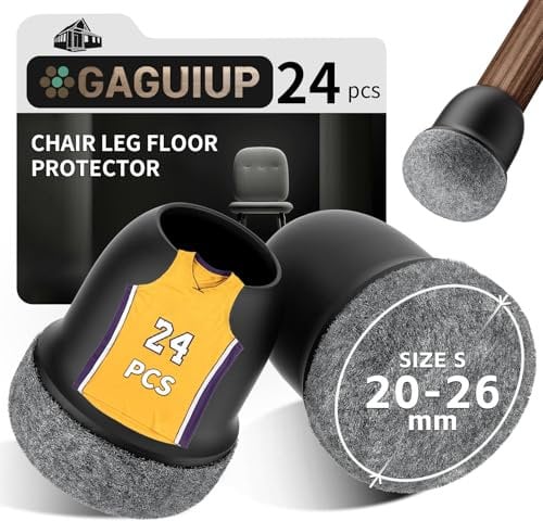 Chair Leg Floor Protectors,24 Pcs 1Round Silicone Chair Leg Caps,Black Furniture Foot Protector,Free Moving Table Leg Covers,Stool Leg caps to Prevent Hardwood Floor Scratches and Reduce Noise