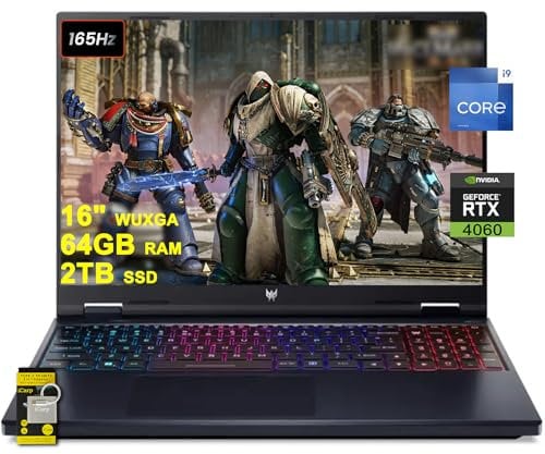 acer Predator Helios Neo 16 Gaming Laptop 16 WUXGA IPS 165Hz (100% sRGB) Intel 24-Core i9-14900HX 64GB RAM 2TB SSD GeForce RTX 4060 8GB RGB Backlit Killer AX1675i Win11 w/ICP Accessory
