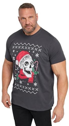 BadRhino Big & Tall Christmas Skull Graphic T-Shirt - Men's - Plus Size Curve