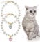 Qianyu 2 Stück Perlenhalsband für Katzen und Hunde Herzförmig Schmuck Haustier Halskette Verstellbarer Umhängegurt Ausgefallene Hochzeit Geburtstagsparty Haustier-Kleid Zubehör Halsband