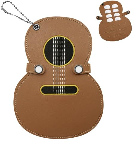 Guitar Pick Case Gitarrenplektrenhalter aus Leder in Braun mit 17 Schlitzen, Gitarrenplektrenhalter, Gitarrenplektrenetui zur Aufbewahrung, Plektren-Gitarrenetui, Geschenke für Gitarrenspieler