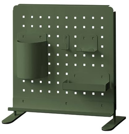 JXYQZD Desk Pegboard, Desk Accessories for Office Gaming Home, Magnetic Metal Peg Board with 5 Accessories, Desk Organizer Set, 12.8 X 12.8, Green