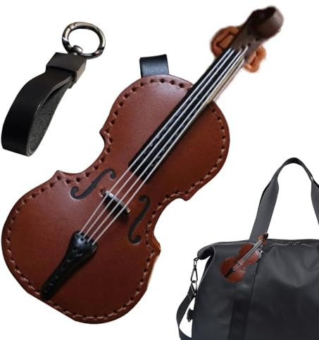 Honhoha Leder-Cello-Schlüsselanhänger, Vintage-Leder-Geigen-Schlüsselanhänger,Schlüsselanhänger Schlüsselanhänger-Schmuck, Musikinstrument-Schlüsselanhänger, Geldbörsenanhänger, Taschenanhänger für