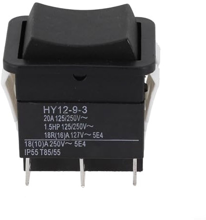HEIBTENY Interruptor basculante HY12-9-3 encendido/apagado/encendido 125/250 V 20 A interruptor de presión 6 polos interruptor eléctrico industrial para uso doméstico y comercial