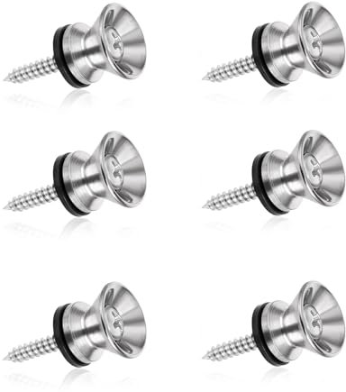 Guitar Accessories - 6 Pcs Guitar Strap Locks, Metal End Pins with Mounting Screws Accessories Music Parts, Strap Button with Screws for Ukulele Bass Electric (Silver)