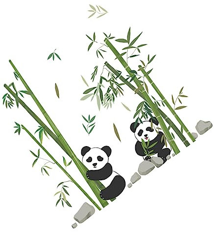 OSOLADY Panda Wandaufkleber Selbstklebendes Wandtattoo Mit Niedlichem Panda Und Bambus Für Kinderzimmer Und Einfach Abnehmbar Wanddekoration Für Schlafzimmer Und Wohnzimmer