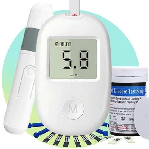 PHARMALUXE Medidor de Glucosa en Sangre, Glucometro, Medidor Glucosa con Tiras, 50x Tiras Reactivas Glucosa, Medidor de Glucosa, Sensor Glucosa Brazo, Medidor Glucosa, Glucómetro, Tiras Glucosa