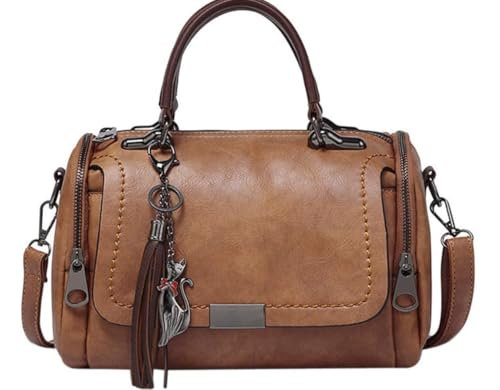 Generisch Damen-Umhängetasche, Handtasche, Crossbody-Bag, stylische, trendige Designer-Handtasche aus hochwertigem, weichem PU-Leder (Kaffee)