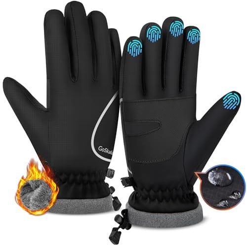 GoSkala Fahrradhandschuhe Herren Winter, Thermo Handschuhe Damen [Touchscreen & Winddicht und rutschfest] Laufhandschuhe für Outdoor-Aktivitätenwie Arbeiten, Radfahren, Autofahren, Skifahren