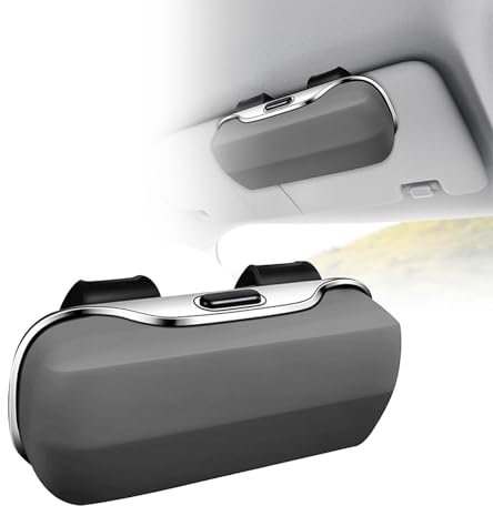 DMFCJQ Auto Sonnenbrille Halter für VW Golf GTI 2016-2023, Auto Sonnenbrillen Etui Sonnenblende Brillen Aufbewahrung Organizer, Auto Brillenetui, Innenraum Autozubehör,A Gray