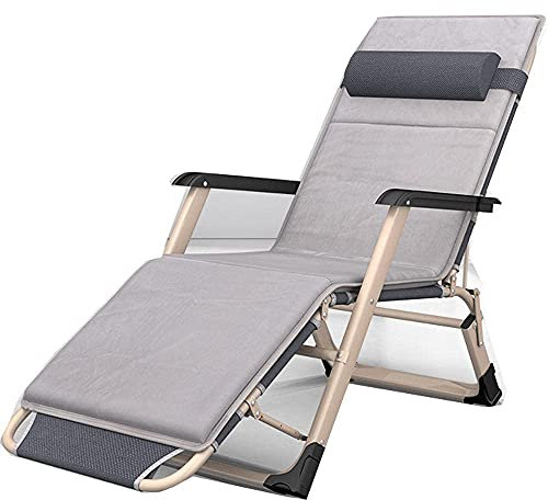 Chaise Longue De Jardin À Gravité Zéro, Lit Pliant D'Extérieur, Chaise Longue Décontractée Pour Piscine De Camping - Tube Rond Gris + Coussin En Coton Petite Surprise Confortable Anniversaire