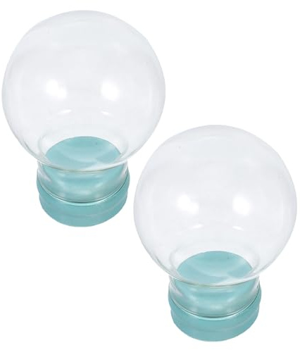 Sfera di Neve in Vetro e Gomma 2 Pezzi, Globo Rotondo | Decorativo Riempibile per Craft e Compleanno, Alta Chiarezza, Anti-perdita e Anti-versamento