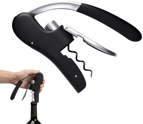 Wine Corkscrew, Sturdy Bottle Opener with Neck: Convenient Wine Corkscrew for Dinners, Kitchen, Apartments, RVs, Elderly, Adults, Men, Women and