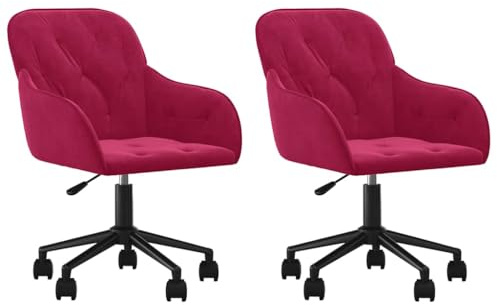 mtlskopl 2er Set Drehsessel Weinrot Samt Esszimmerstühle höhenverstellbar 56x61x78-86 cm mit Rollen 360° schwenkbar Robust & Langlebig für Küche Wohnzimmer Büro