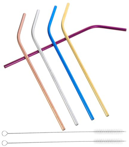MUSISALY 1ensemble Pailles Acier Inoxydable pour Boisson Chaude et Froide avec Brosses de Nettoyage Coloris Long pour Tasses Gourdes et Verres pour Quotidien Fêtes