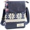 Kleine Stoff-Umhängetasche Schultertasche Kosmetiktasche Handytasche für Damen Jugendliche Baumwolle Boho Chic Style Indio Ethno Patchwork Look mit Spitze (Lila Zipper)