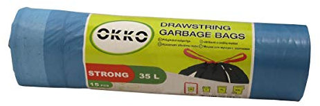 Müllbeutel Zugband 35L Müllsack mit Zugband Abfallsack Sack Säcke 15 Stück