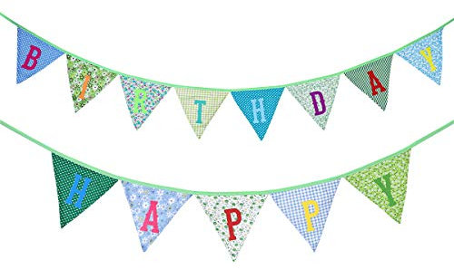 BESTOYARD Happy Birthday Banner Wimpelkette Bunting Girlande für Kinder Geburtstag Party Dekoration ( Grün )