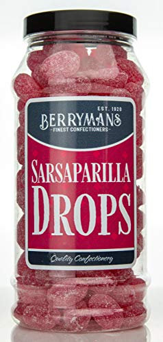 Original Sarsaparilla Drops Retro Boiled Sarsaparilla Tablets Sweets Gift Jar By Berrymans Sweet Shop - Classic Sweets, Traditional Taste.