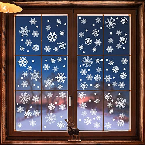 Simpeak 120 stk Fensterbilder Weihnachten Schneeflocken, Weihnachtsdeko Fenster, Fensterdeko Fenstersticker, Winter Deko