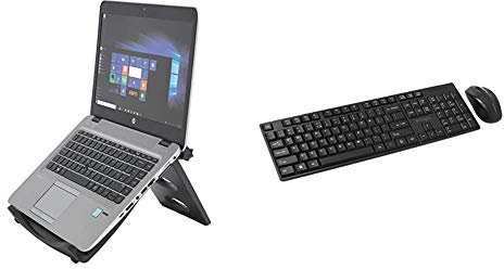 Kensington K52788WW Easy Riser Portable Ergonomic Laptop Cooling Stand with Pro Fit Low-Profile Wireless Keyboard and Mouse Set Desktop Bundle