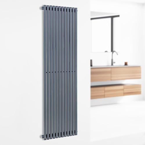 Besoa Delgado radiador de 160 x 45 - radiador de Tubos, 12 Tubos, 2 en 1: Conector Central o Lateral/Conectores de 1/2, instalación en la Pared, 822 W / 70 °C / 10,1 Bar, Delgado, 8-20 m², Gris
