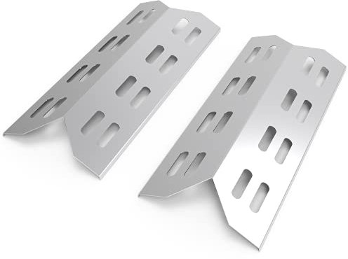 WELL GRILL 2 Pack BBQ Heat Shield Plates, Stainless Steel Burner Cover Flame Distributor Outdoor Barbecue Replacement Parts for Landmann Triton 2 and 3 (39.5cmx17cm)