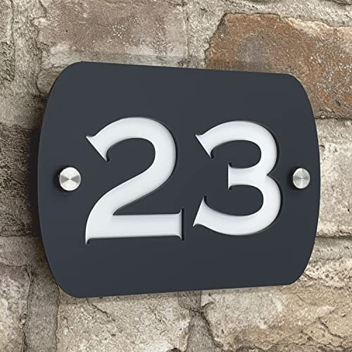 The House Sign Company – Chester Personalised House Sign | 16cm X 12cm | Acrylic Door Plaque with Number | Weatherproof Outdoor House Name Plate