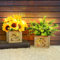 AceList 2 Pcs Fake Plants Indoor with LED Light Eucalyptus & Sunflower in Wooden Box, Decorative Artificial Plant Indoor in Pots, Artificial Flower in Vase, Silk Fake Flower for Home & Room Decoration