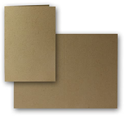 FarbenFroh by GUSTAV NEUSER 25x Vintage Kraftpapier Falt-Karten DIN B6-120 x 169 mm - Braun - Recycling - 240 g/m² blanko Klapp-Karten