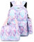 Tanou Sac à Dos Fille pour Adolescent, 3 Pièces Cartable Fille College avec Trousse et Sac Isotherme, Cartable Enfant pour Scolaire Primaire, 22 Litres Cartable Ecole pour Fille 7-14 Ans, Violette