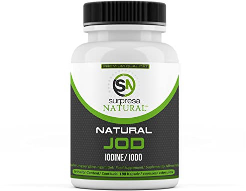 Surpresa Natural® - Natürliches Jod hochdosiert aus Kelp Extrakt in Kapseln | aus der Braunalge | 180 Jod Tabletten hochdosiert für 6 Monate Vorrat | salzfrei, laborgeprüft & vegan | Made in Germany