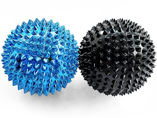 2x DBT Skills Igelball | Magnetischer Hochstress Akupressurball | Schwarz/Blau | 47mm Durchmesser | zum Stressabbau oder zur Massage, gegen Anspannung und für mehr Beweglichkeit und Konzentration