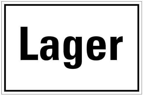 Aufkleber Hinweis „Lager“ Schild Folie selbstklebend, schwarz | Größen wählbar Made in Germany, Größe: 10x15cm