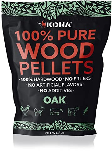 Kona 100% Eiche Smoker Pellets, geeignet für Ninja Woodfire Outdoor Grill, 3,6 kg wiederverschließbare Beutel