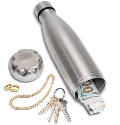 Botella de acero inoxidable con Escondite - Botella de agua con compartimento secreto (473ml) - Botellas para la playa, piscina... - Botella con zona secreta - Mantiene calor 12h y frío 24h