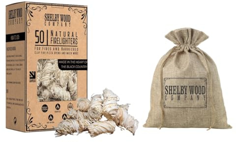 50 Natural Wood Wool Firelighters For Log Burners, Indoor And Outdoor Fires, Easy to Light, Odourless,Clean, Smoke Free Fire Lighters Which Burn up to 11 Minutes, Wood Wool Instant Fire Starters (50)
